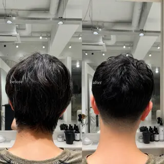 ショート カラー メンズ ブリ—チ🌈カラ— 🌀パ—マ🌿ちえのヘアスタイル