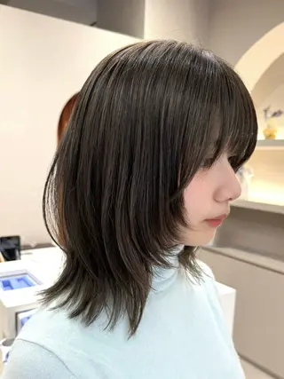 ミディアム カラー MIYU透明感カラー ブリーチなしWカラーのヘアスタイル