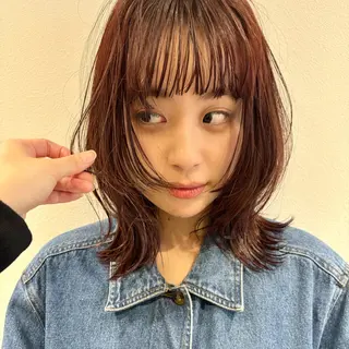 ミディアム カラー 🍊暖色×顔周り 🍊cocoroのヘアスタイル