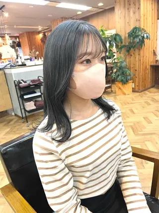 セミロング カラー ena/ブリーチなし 透明感・レイヤー🎀のヘアスタイル