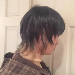 ショート カラー ホワイト&レイヤーカ ットエクステ長畠俊輔のヘアスタイル