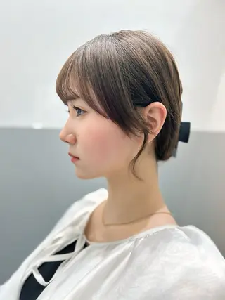 ミディアム カラー 顔周りカット 【オノザワリョウ】のヘアスタイル