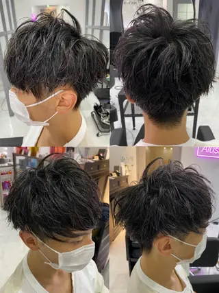 ショート カラー パーマ ヘアアレンジ メンズ 🔥メンズパーマ 特化 渡辺一翔のヘアスタイル