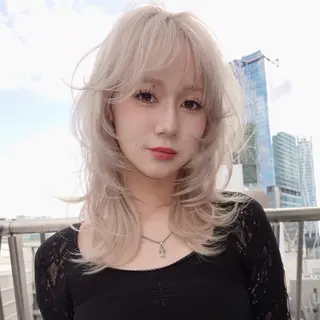 ミディアム カラー レイヤーカット ボブ 渋谷のヘアスタイル