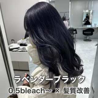 ロング カラー ラベンダー💜 グレージュ🩶のヘアスタイル