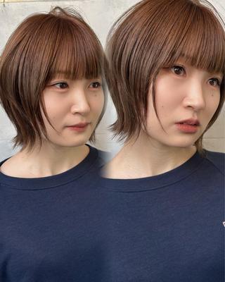 ミディアム カラー ボブ×レイヤーカット 透明感カラー/Fuuのヘアスタイル