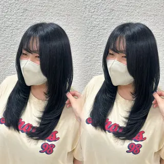 ロング カラー ベージュ/つや/ レイヤー/ゆいなのヘアスタイル