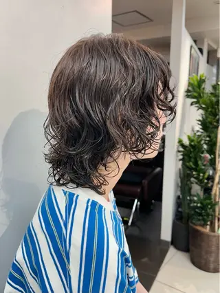 ショート カラー パーマ パーマウルフショート 濱田匠のヘアスタイル