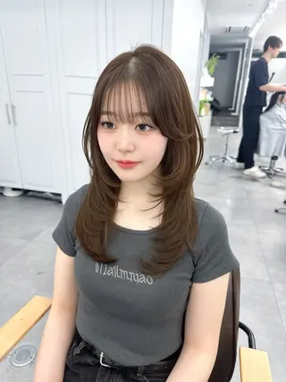 ロング 顔周り/くびれヘア 韓国ヘア💕風間るなのヘアスタイル