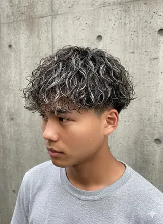 ショート カラー パーマ メンズ メンズ特化パーマ/ ハイライト/比嘉のヘアスタイル