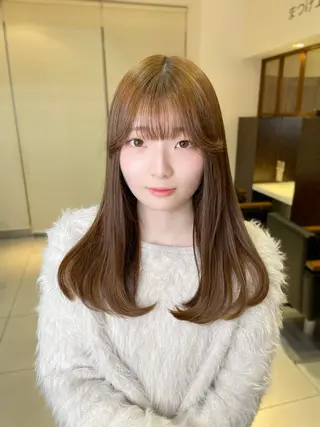 ミディアム カラー 🤎韓国ヘア ベージュ まゆか🤎のヘアスタイル