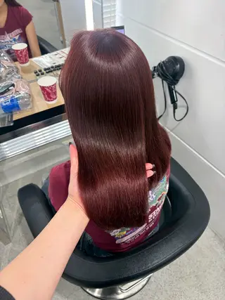ロング カラー 💗愛され暖色💗 ピンク/レッド💗のヘアスタイル