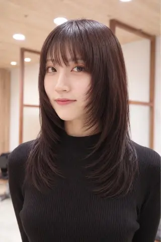 セミロング カラー 似合わせ レイヤー須川のヘアスタイル