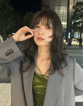 セミロング カラー 大人韓国レイヤー🫧 暖色カラー/はるのヘアスタイル