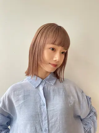 ショート カラー 顔まわり🥨レイヤー /透明感/水口舞奈のヘアスタイル