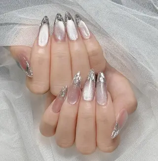 ロング カラー 波 なみのネイルデザイン