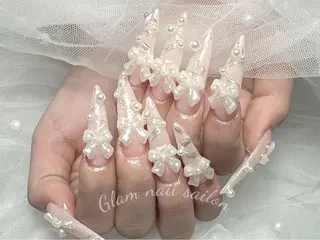 ネイル エツメ💅 長さ出し🎀デザインのネイルデザイン