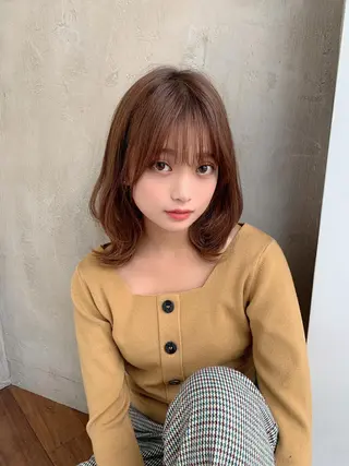 ミディアム カラー 銀座✨レイヤーカット 顔まわり/坂本亜裟海のヘアスタイル