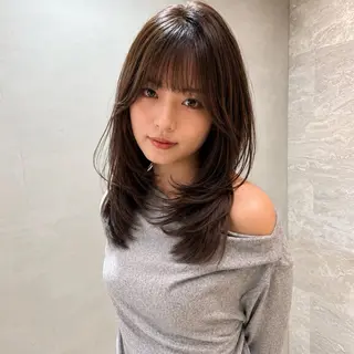 セミロング 韓国レイヤー 田中 励也のヘアスタイル