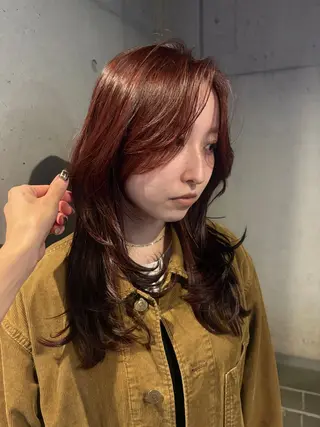 セミロング カラー 韓国レイヤー/透明感 カラー/RIN🎀のヘアスタイル