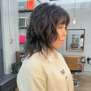 ミディアム パーマ メンズ ✂︎ウルフ・ショート ✂︎MIKUNIのヘアスタイル
