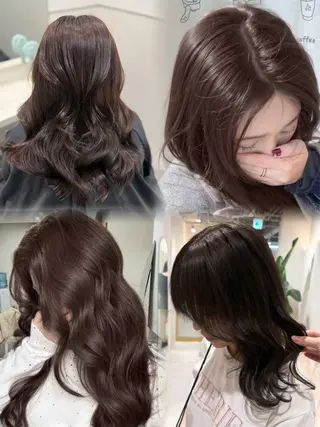 ミディアム カラー ショコラ🤎チョコ 🍫マロン🌰暗髪のヘアスタイル