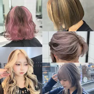 セミロング カラー 渋谷ブリーチカラー/ デザインカラー/優希のヘアスタイル