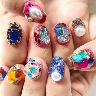 ネイル 渋谷／チップ長さ出し 👑アプレgel-xのネイルデザイン