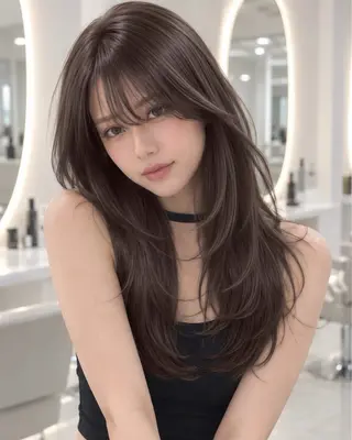 セミロング カラー 新宿/韓国ヘア/ 髪質改善ストレートのヘアスタイル