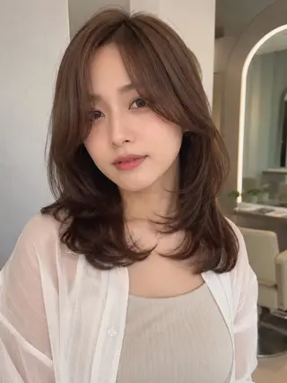 ミディアム カラー パーマ 平川 友理/韓国ヘア💘のヘアスタイル