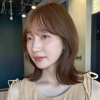 ミディアム カラー 顔まわり🥨レイヤー /透明感/水口舞奈のヘアスタイル