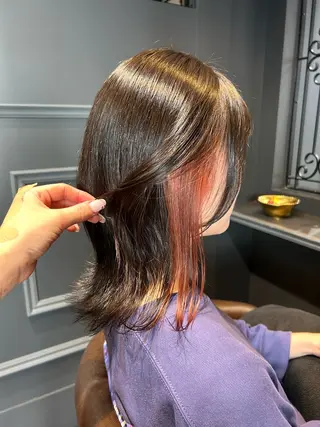 ミディアム カラー ヘアアレンジ 李奈🌼レイヤー/ 透明感カラーブリーチのヘアスタイル