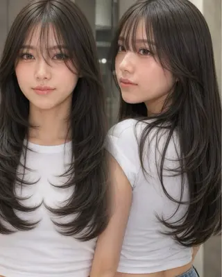 ロング カラー 新宿/韓国ヘア/ 髪質改善ストレートのヘアスタイル