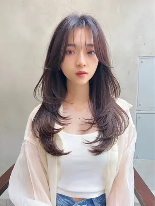 ロング カラー ヘアアレンジ 🤎艶髪×透明感🤎 【𝙔𝙐𝙕𝙐】のヘアスタイル