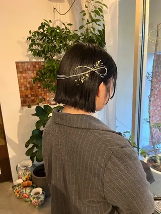 ショート ヘアアレンジ 柴田 さくら/パーマモデルのヘアスタイル