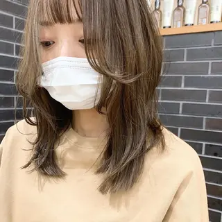 ミディアム カラー パーマ ヘアアレンジ メンズ キッズ ネイル マツエク・マツパ 似合せレイヤー/ 柔らか透明感カラーのヘアスタイル