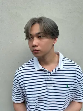 ミディアム カラー メンズ 💈ニュアンスパーマ センターパート💈のヘアスタイル