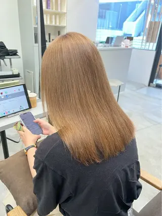 ミディアム パーマ 🍒モテ暖色カラー × うる艶✧ ゆなのヘアスタイル