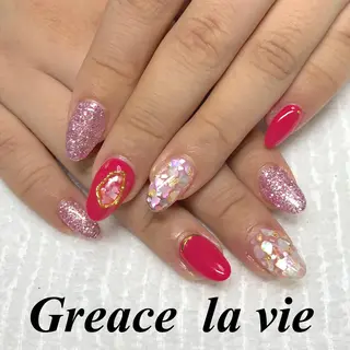 セミロング カラー パーマ ヘアアレンジ キッズ ネイル マツエク・マツパ Greace  la vieのネイルデザイン