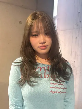 セミロング カラー 韓国レイヤー/透明感 カラー/RIN🎀のヘアスタイル