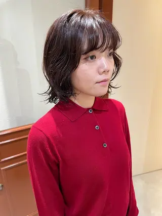 ミディアム カラー ayu/伏見/名古屋 /パーマ/艶カラーのヘアスタイル