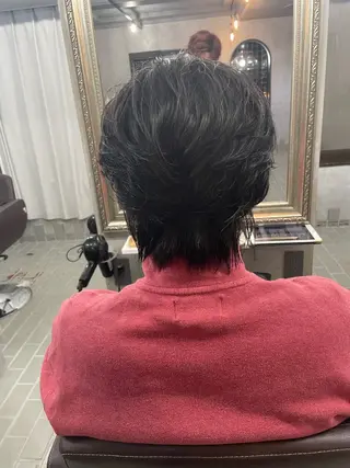 ミディアム パーマ メンズ 艶髪/透明感カラー 山﨑俊輔のヘアスタイル