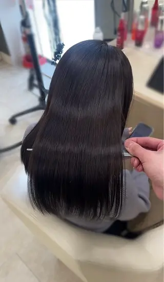 ロング シャドウパーマ／骨格 矯正カット　トモキのヘアスタイル
