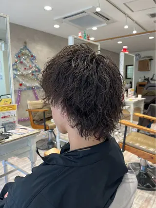 ミディアム パーマ メンズ 稲田 早也圭🐬のヘアスタイル