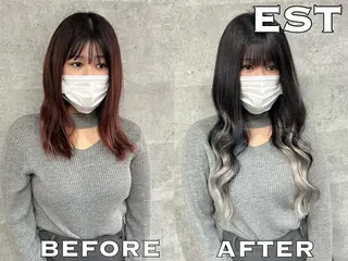ロング メンズ ヘアアレンジ カラー 外れにくいエク💚 EST梅田TAKIのヘアスタイル