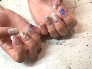 ネイル 韓国/ワンホン/長さ 出しつけ放題🎀のネイルデザイン