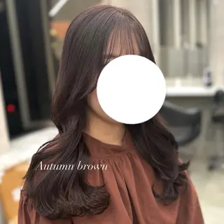 ロング カラー パーマ ヘアアレンジ メンズ キッズ ブリーチなしカラー/ ブラウン/レイヤーのヘアスタイル