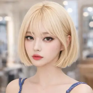 ミディアム ハイトーン デザインカラーのヘアスタイル