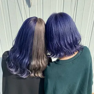 ロング カラー ラベンダー💜 グレージュ🩶のヘアスタイル