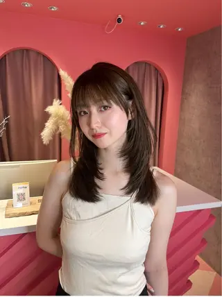 セミロング カラー 山崎/ボブ縮毛矯正 レイヤー髪質改善のヘアスタイル